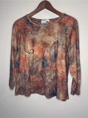 Coldwater Creek | whimsigoth Tuscan paisley print long sleeve boho top